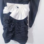 Ronny Kobo Black White Satin Margo Dress Big Bow Cocktail Holiday Dress Size M Photo 4