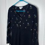 Vintage Women's Expo Black Long Sleeve Knit Floral Embroidered Sweater Dress 8 Photo 1