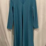 Stine Goya Aqua marine gold Lauren glitter shift dress vneck long sleeve stretch Blue Size M Photo 0