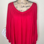 Maeve NTM: by Anthropologie Red Boho Flowy Tunic Blouse Long Sleeve V-Neck Photo 0