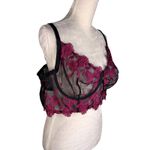 Torrid  Floral Embroidered Mesh Underwire Bra 4X 26 Black Fuchsia Photo 3