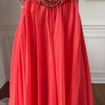 Sherri Hill  Sweetheart Strapless Beaded Coral Formal Gown Prom Pagent Dress 0972 Photo 9