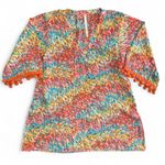 Uncle Frank  Ivy Jane Cover Up Tunic Top Pom-Pom Sleeve Size M Beachy Boho Retro Photo 0