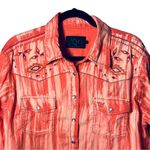 Cowgirl Hardware Pink Peach Western Embroidered Snap Button Up Sz XL Orange Photo 3