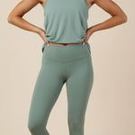 Lululemon  Green High‎ Neck Racerback Tank Top Size 10 Pima Cotton Longline Soft Photo 0