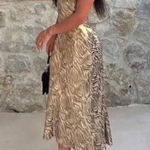 ZARA  NWT VIRAL TIK TOK metallic GOLD FOIL ANIMAL PRINT Midi halter midi DRESS S Photo 2