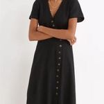 Madewell  Linen-blend button-wrap midi dress in Black Photo 2