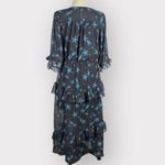 Topshop  Black Blue Stars Celestial Ruffle Midi Dress Women's Size 4 NWT Photo 4