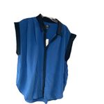 7 For All Mankind  Women's Blue Sleeveless Collared Blouse Top‎ Photo 5