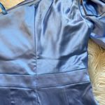 Mac Duggal IEENA FOR  One Shoulder Long Sleeve Satin Mini Dress In Periwinkle Photo 9