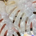 Amrita Singh  Palm White Marbleized Leaf Large Statement Earring Photo 4