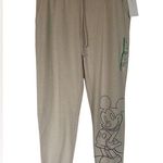 Disney NWT Women's Sweatpants Tan Drawstring Size Medium Mouse Logo on Leg Photo 0