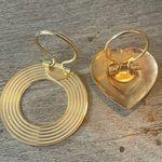 American Vintage Set of Vintage Scarf Clips, Gold Tone Heart and Circle Design Photo 1