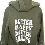 Fire + Fleur Olive Green Graphic Hoodie – Women’s Medium – NWOT Photo 0