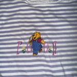 Vintage Pooh Bear Blue & White Striped T Photo 1
