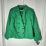 Talbots Blazer Womens 14 Kelly Green Linen Cropped Double Breasted Preppy Jacket Photo 1