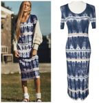 Anthropologie Midi Dress XS Shirt Dress Stretch Boho Hippie Gypsy Beachy Coastal Photo 1