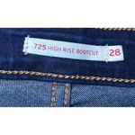 Levis 725 High Rise Bootcut Jeans Womens 28 Blue Dark Wash Denim Classic Modern Size 28W Photo 3
