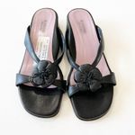 Rangoni Dalma Black Napa Leather Sandals Floral Mini Wedge Women’s Size 7.5 $170 Photo 4