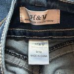 SEXY High Waist Bell Bottom Rhinestone Flare Jeans – Size 9/10 – Blue Photo 6