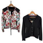 Olivia Culpo x Le Tote Reversible Bomber Jacket Floral Print Faux Leather size L Size L Photo 1
