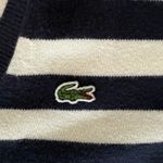 Lacoste Women's Striped V-Neck Sweater - Navy & White - Casual Classic Photo 4