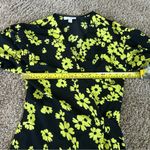 Topshop  Women’s Floral Wrap Long  Dress - Black/Bright Lime Green Sz 4 Photo 5