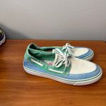Sperry  Top Sider Biscayne Blue Green White Canvas Boat Shoe Slip On‎ Casual 9.5 Photo 2