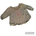 Free People  Moon River Boho Lace Panels Peasant Top Balloon Sleeve Size Small Photo 1