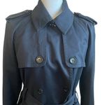 Club Monaco  Women Belted Trench Coat L Navy Classic Trendy Minimal Chic Capsule‎ Photo 15
