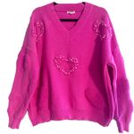 Mainstrip Boutique Women’s Pink Heart Sweater V Photo 4
