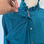Jonathan Martin Vtg 80s  Ruffle Neck Womens Top Sz 11/12 Coquette Secretary Retro Photo 3