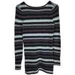 Free People  Black Blue Gray Striped Long Sleeve Fitted Mini Sweater Dress Size S Photo 1