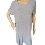 Old Navy  Black And White Striped Flowy Knee Length Short Sleeve Dress Photo 0