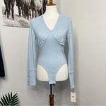 7 For All Mankind NWT - Ribbed Long Sleeve Bodysuit Size Small Light Blue Photo 1