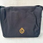 Ralph Lauren Lauren Vintage Black Front Flap Messenger Bag Gold Crest Unisex Photo 0