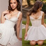 House Of CB  ‘Brigitte White Cotton Broderie‎ Anglais Corset Mini Dress NWOT sz M Photo 1