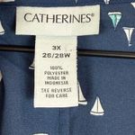 Catherine Top Women's 3X Blue White Sailboat Print Roll Photo 3