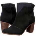 Toms Women’s Lunata Black Suede Mid Block Booties Size 9 Photo 1