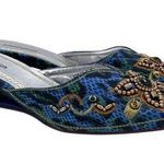 JohnFashion Women's Embellished Beaded Wedge Heel Mules Size 7 Bohemian Colorful Blue Photo 0