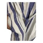 Paparazzi  Linen Blend Dress w Pockets MEDIUM Blue Striped Belted Button Front Photo 2