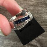 Sapphires & Cz Diamond silver ring sz 7 ⚡️ Blue Photo 3