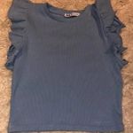 ZARA Blue Ribbed Top Photo 0