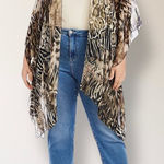 Karen Kane New  M/L Sheer Leopard Animal Print Flowy Kimono Cardigan Drape Boho Photo 0