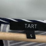 Tart  Top Women SMALL Blue White Printed Roll Tab Sleeve Keyhole Back Modal Blend Photo 4