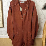 Free People FP Beach Rust Oversized Ryleigh Hailee Sweater Henley Romper - Size - XS Photo 0