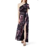 FUZZI dark purple black tulle ruffle one shoulder maxi gown SMALL Photo 10