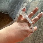 H&M  White and Blue Lace Trim Top Photo 3