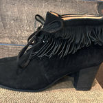 Gentle Souls Bettie Black Suede Fringe Bootie women's size 9.5 leather Photo 0
