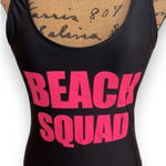 California Sunshine Beach Squad One Piece Black with Hot Pink Letters Women’s Size Large Photo 4